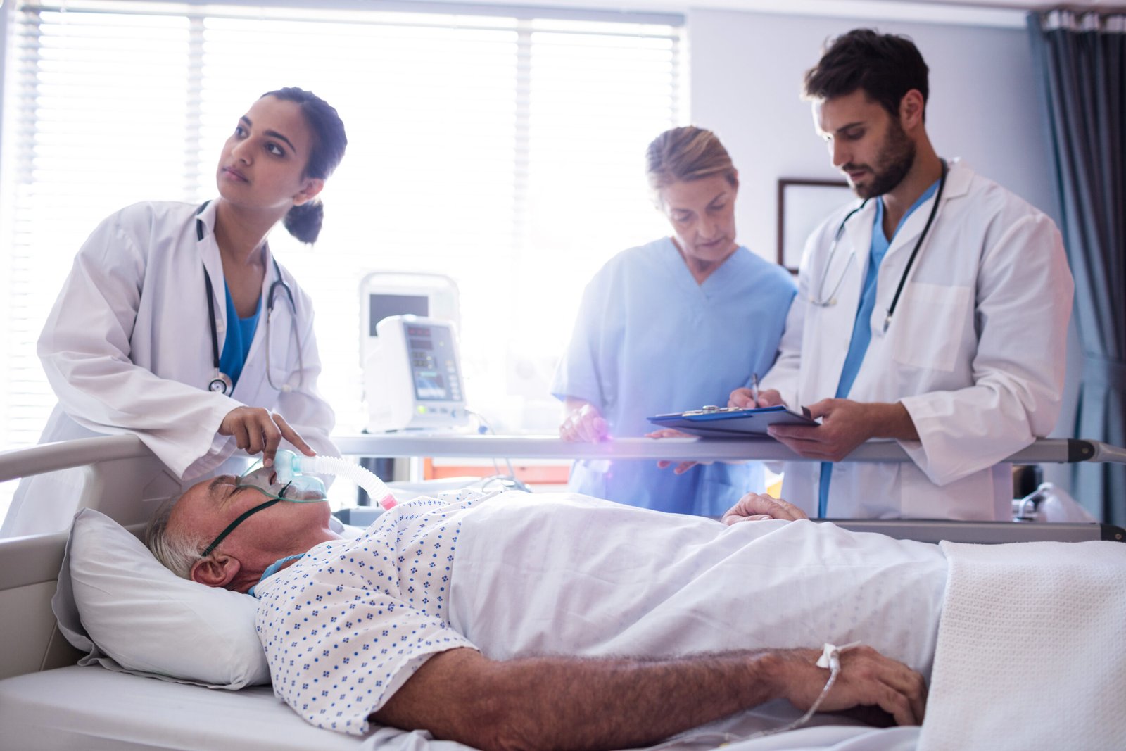 Emergency department healthcare professionals providing urgent patient care